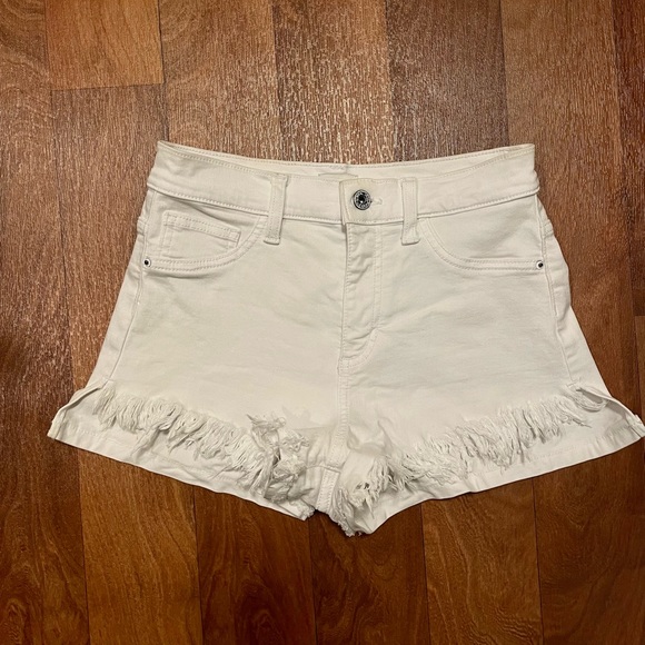 Sneak Peek shorts high rise white cutoff fringe size small - Picture 3 of 11